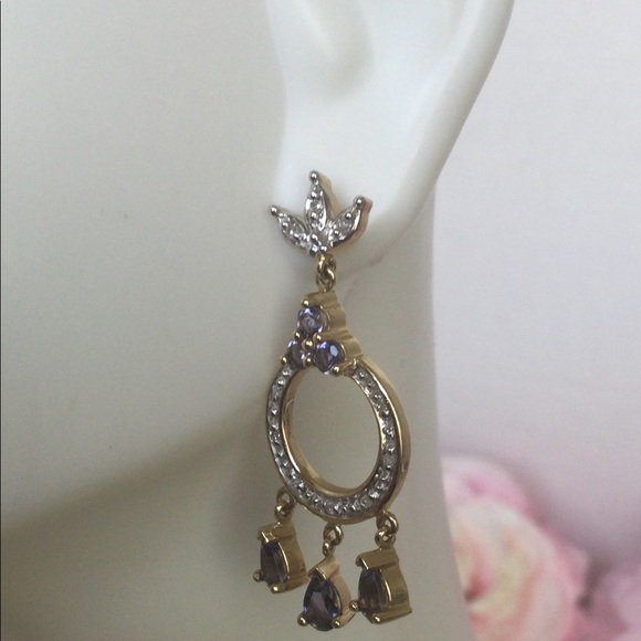 10k IOLITE CHANDELIER EARRINGS - Picture 4 of 6